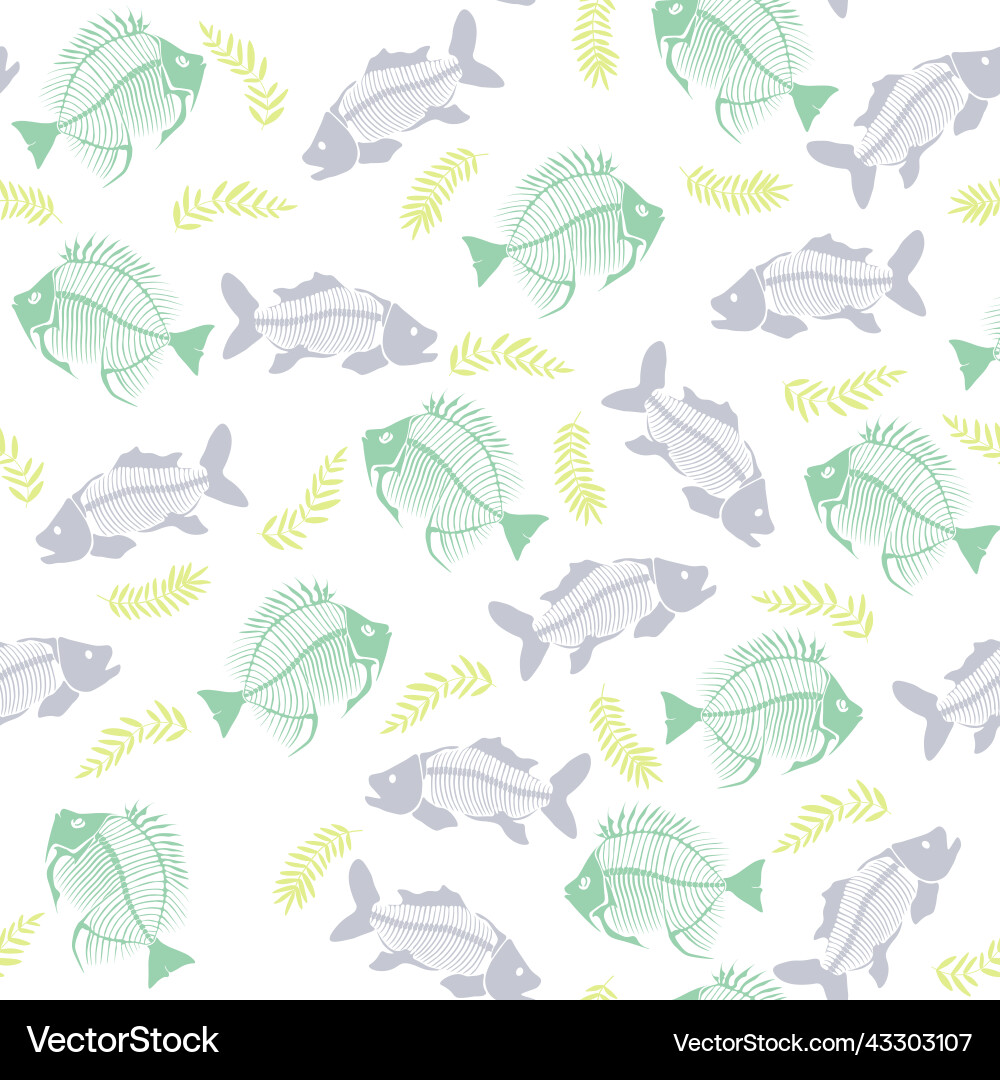 Seamless pattern with fish skeleton Vector Image