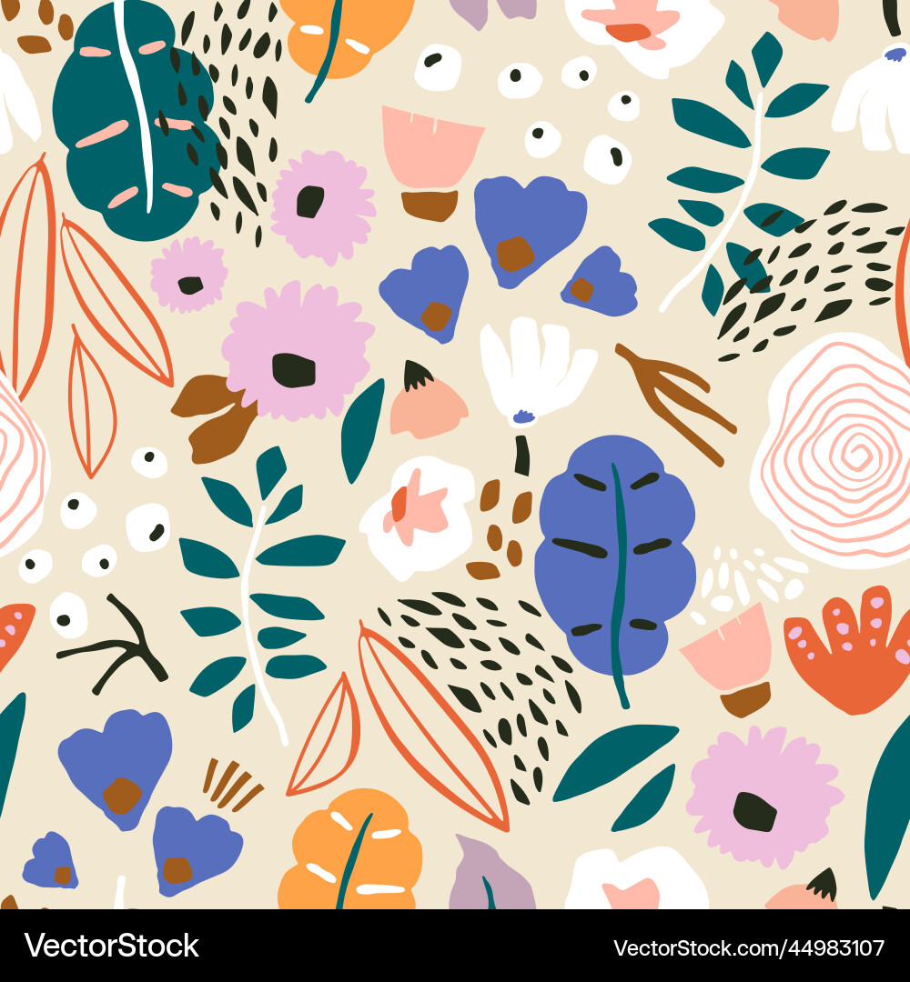 Seamless summer floral pattern botanical texture vector image