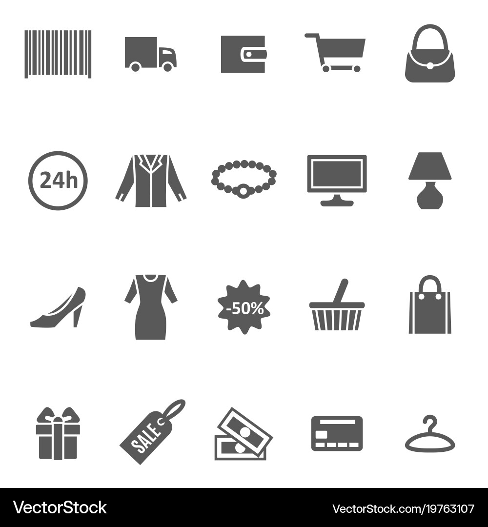 Shopping Cart Icon Set - Black & White Vector Image