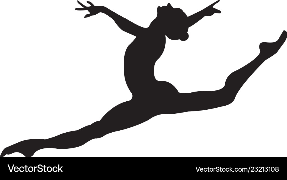 Ballet Dancer in Mid-Air Silhouette Vector Image