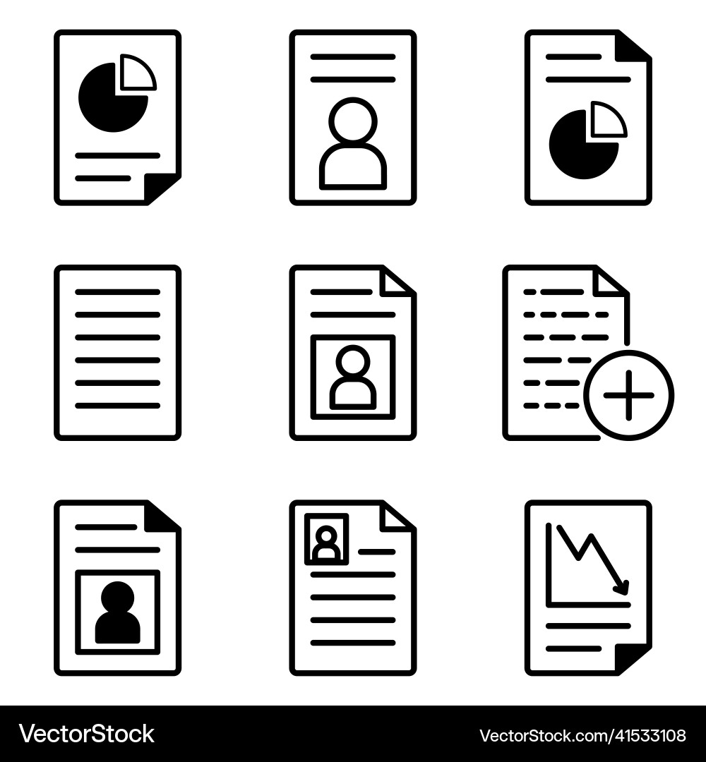 Docs flat icon set isolated on white background Docs flat icon set isolated on white background Vector Image