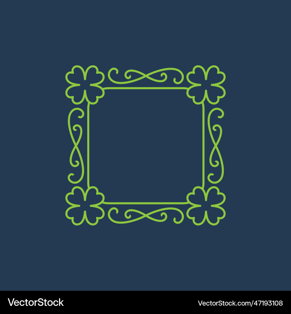 Elegant border in lineart style with clover Elegant border in lineart style with clover Vector Image