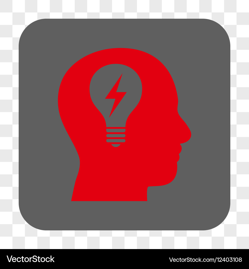 Head bulb rounded square button vector image