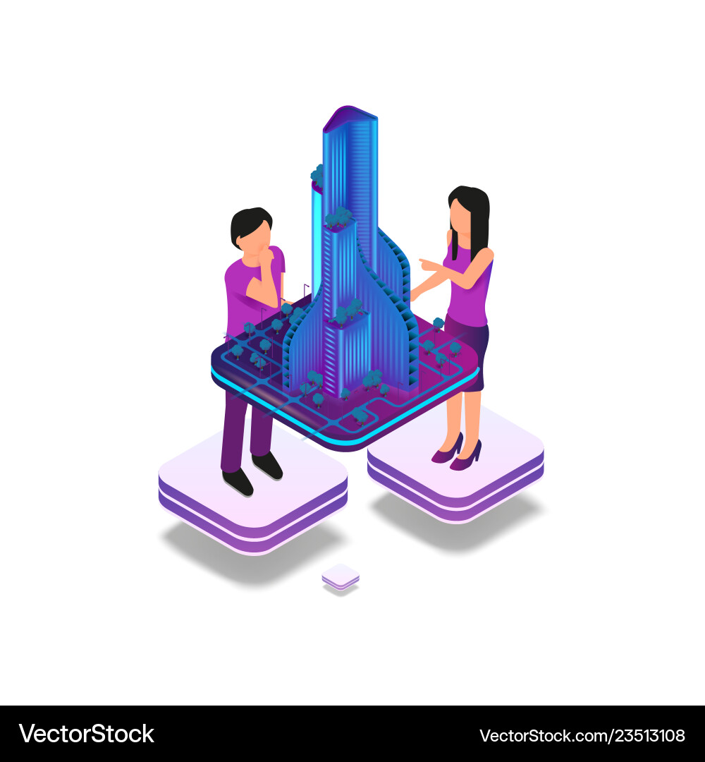 Isometric image augmented reality for architect Isometric image augmented reality for architect vector image