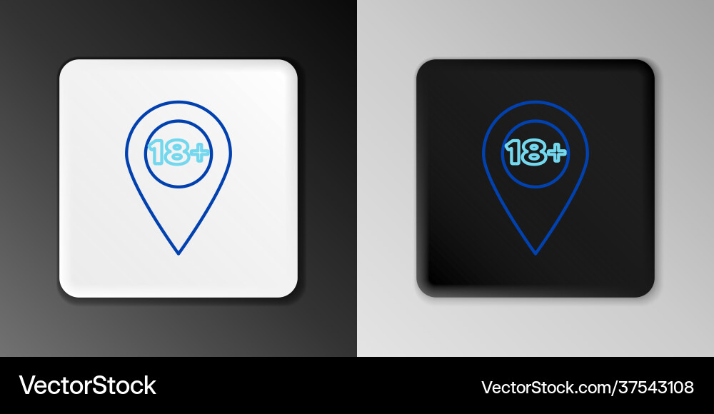 Line map pointer with 18 plus icon isolated Line map pointer with 18 plus icon isolated vector image