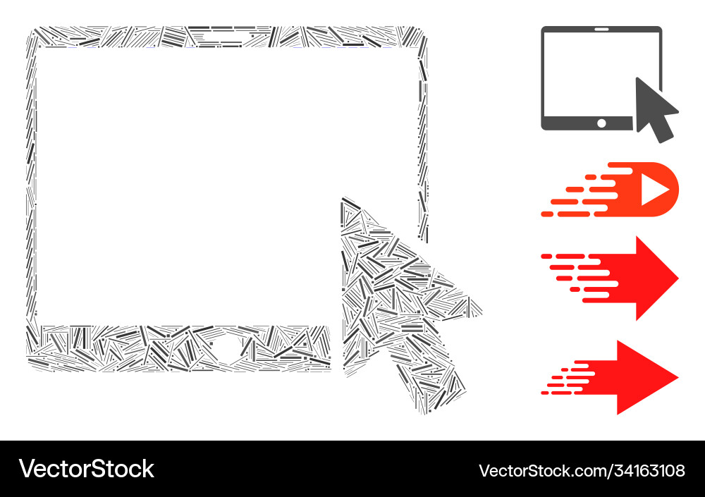 Line tablet arrow pointer icon mosaic Line tablet arrow pointer icon mosaic vector image