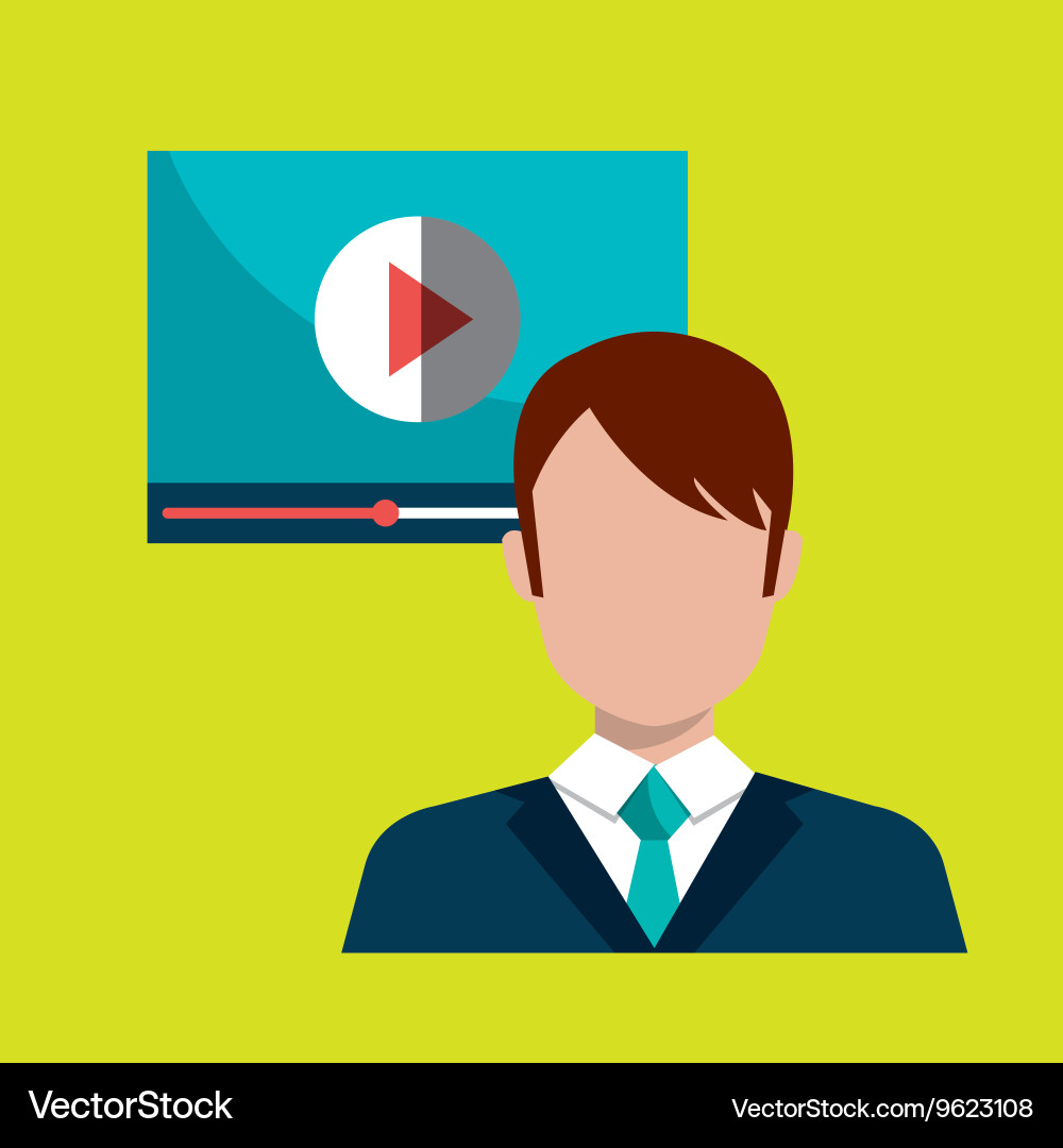 Man with media player template isolated icon vector image