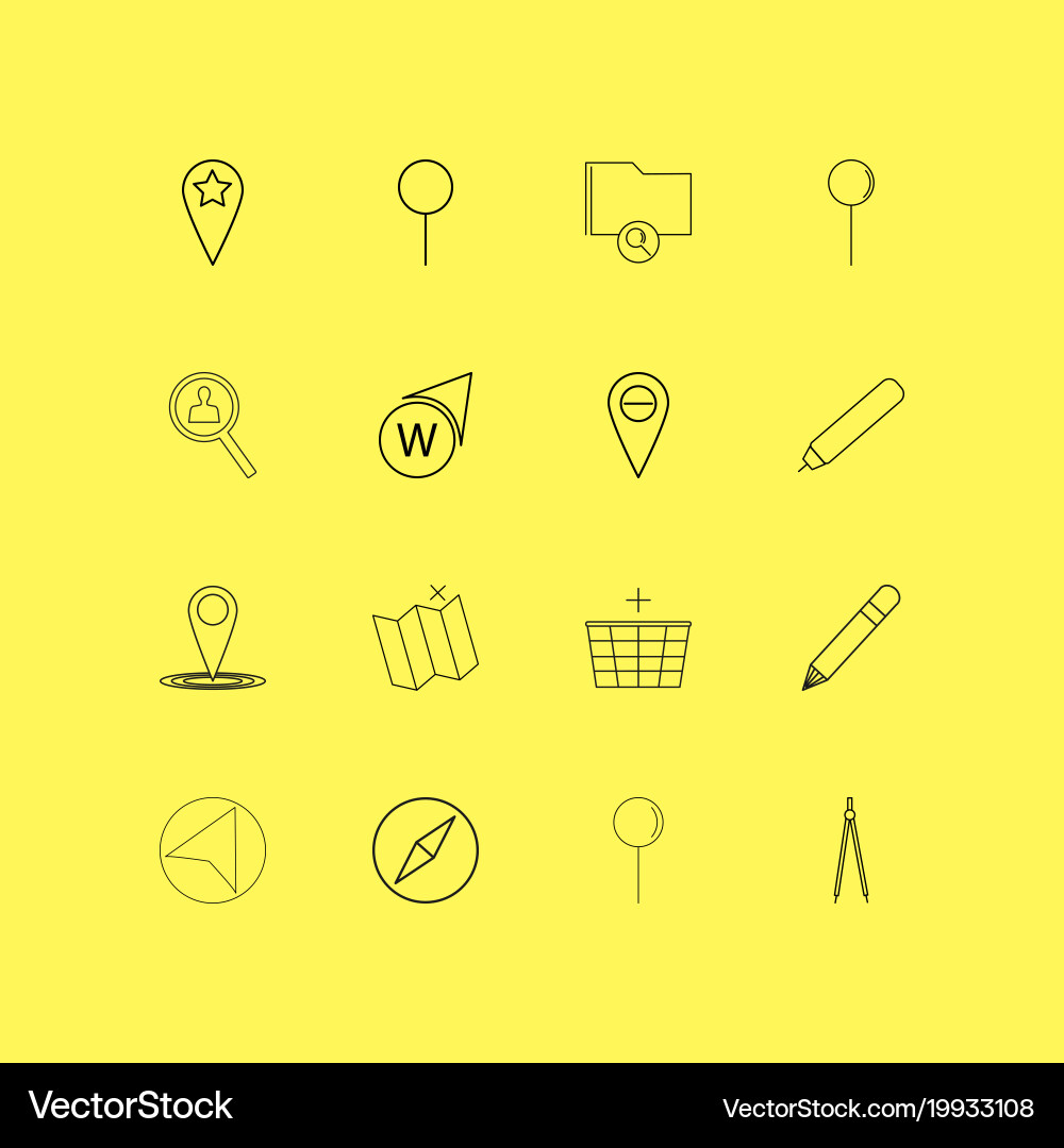 Map and navigation linear icon set simple outline vector image