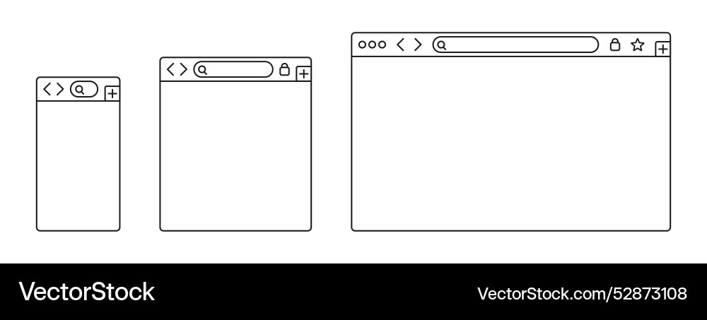 Minimalist line browser window and responsive mock Minimalist line browser window and responsive mock vector image