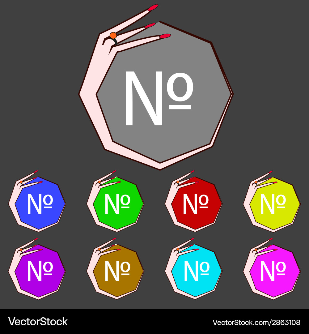 Number icon flat modern set colourful web buttons vector image