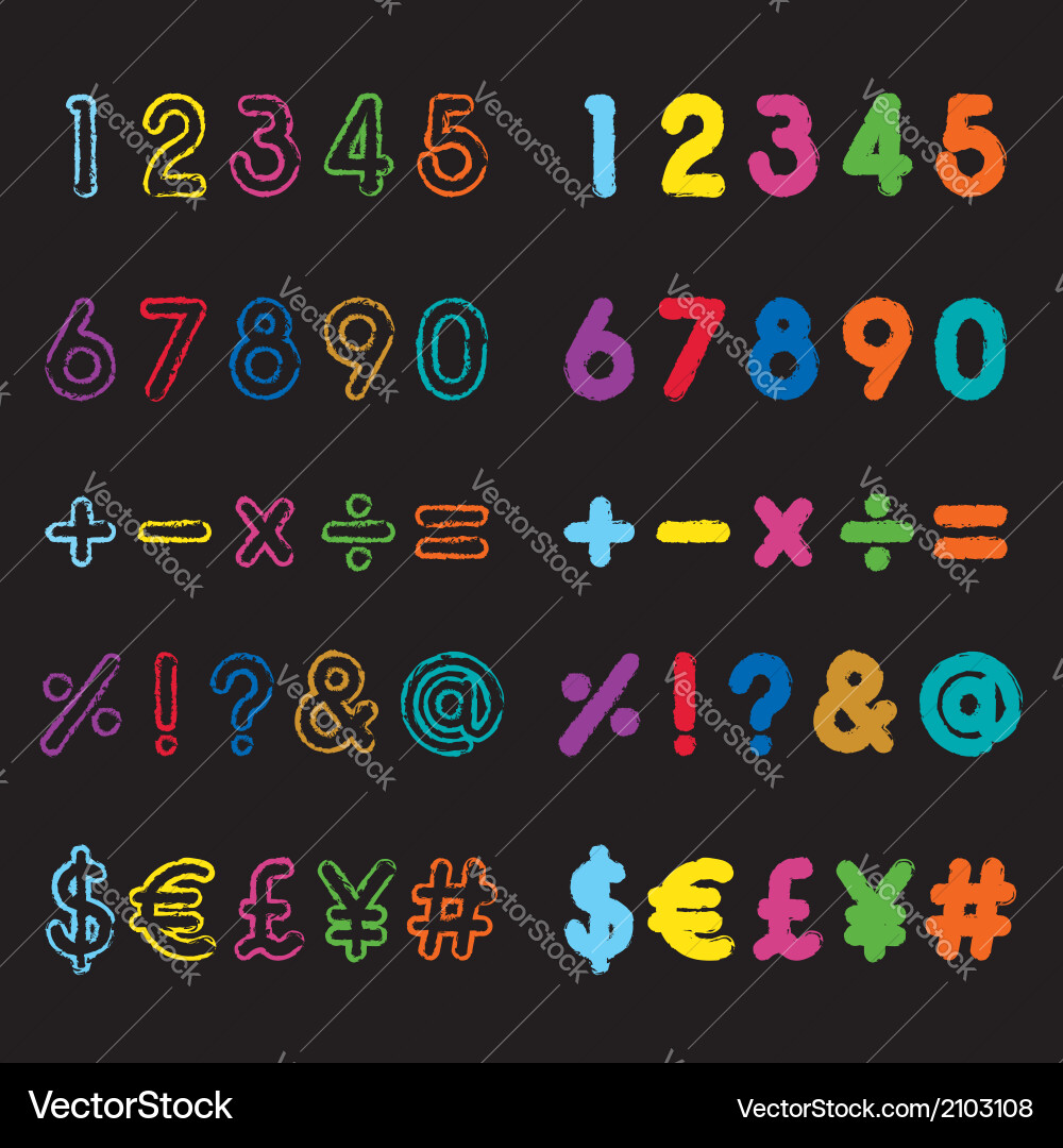 Numbers and symbols vector image
