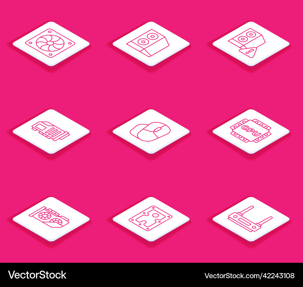 Set line computer cooler case of video Set line computer cooler case of video vector image
