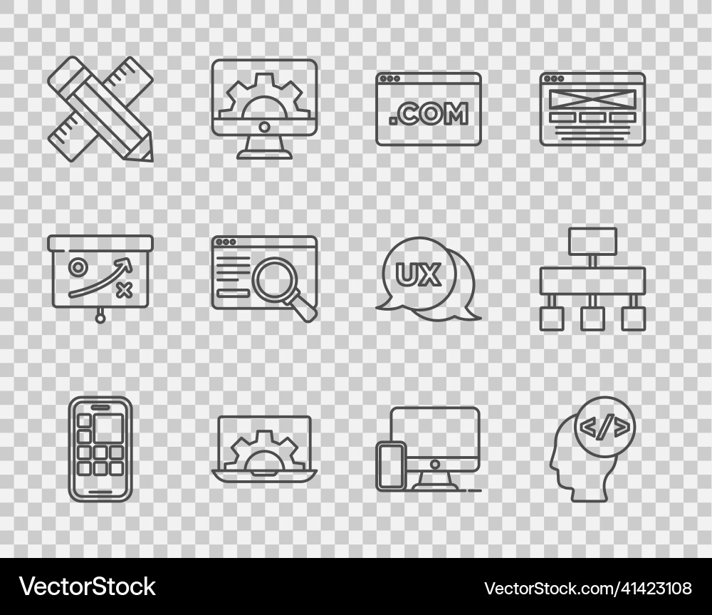Set line mobile apps front end development ui Set line mobile apps front end development ui vector image