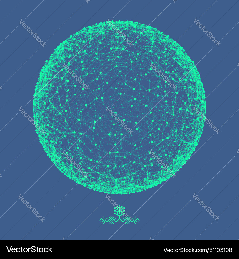 Sphere with connected lines and dots global Sphere with connected lines and dots global vector image