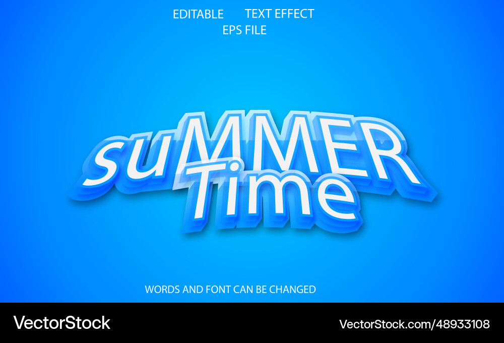 Summer time 3d editable text effect style Summer time 3d editable text effect style vector image