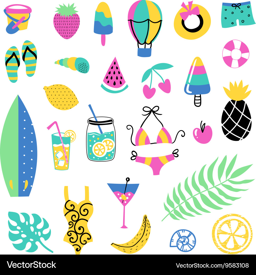 Summer Tropical Elements Vector Image