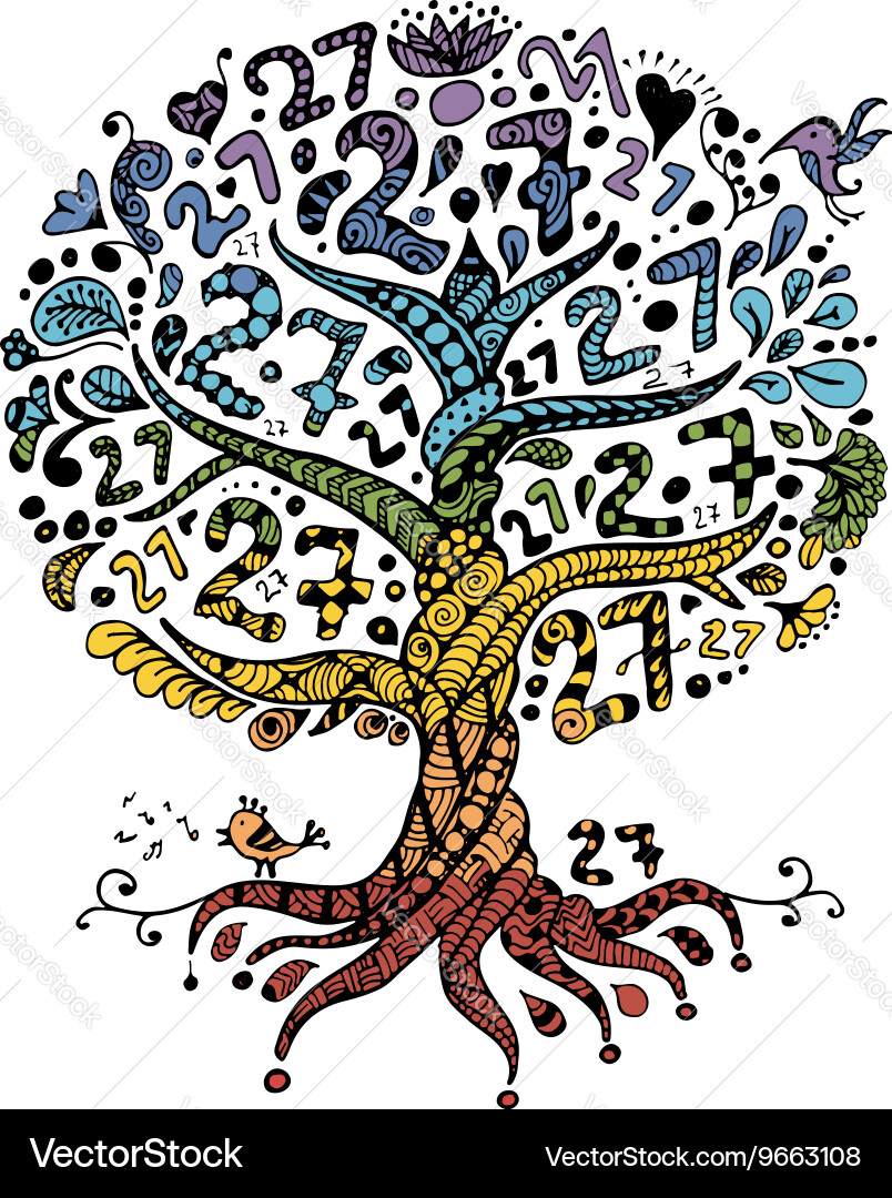Tree 27 with roots entangle for your design vector image