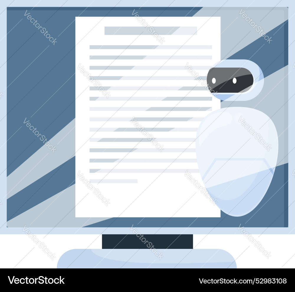 White robot showing electronic document White robot showing electronic document vector image