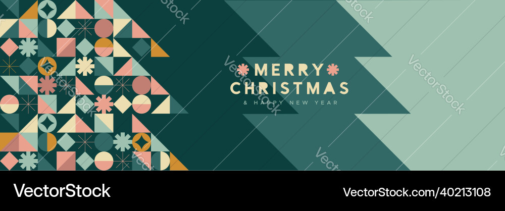 Year gold geometric pine tree banner Year gold geometric pine tree banner vector image