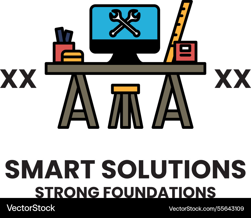 A computer desk with monitor ruler and pair A computer desk with monitor ruler and pair vector image