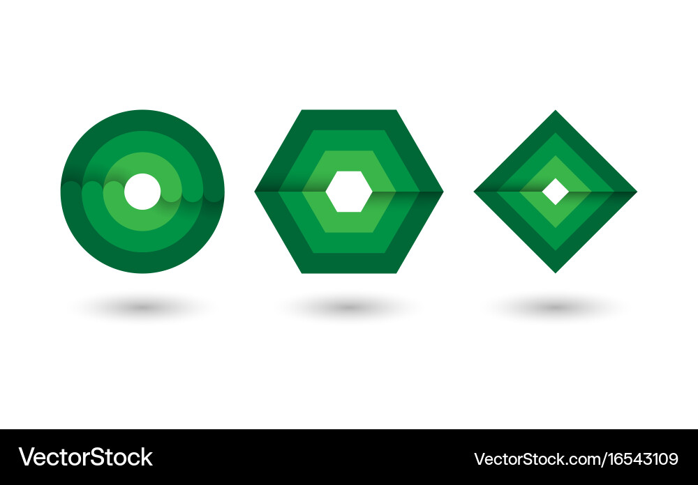 Abstract green geometric infinite loop icon set Vector Image