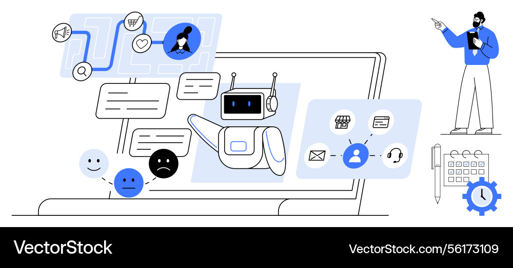 Ai chatbot assisting users with customer service Ai chatbot assisting users with customer service vector image