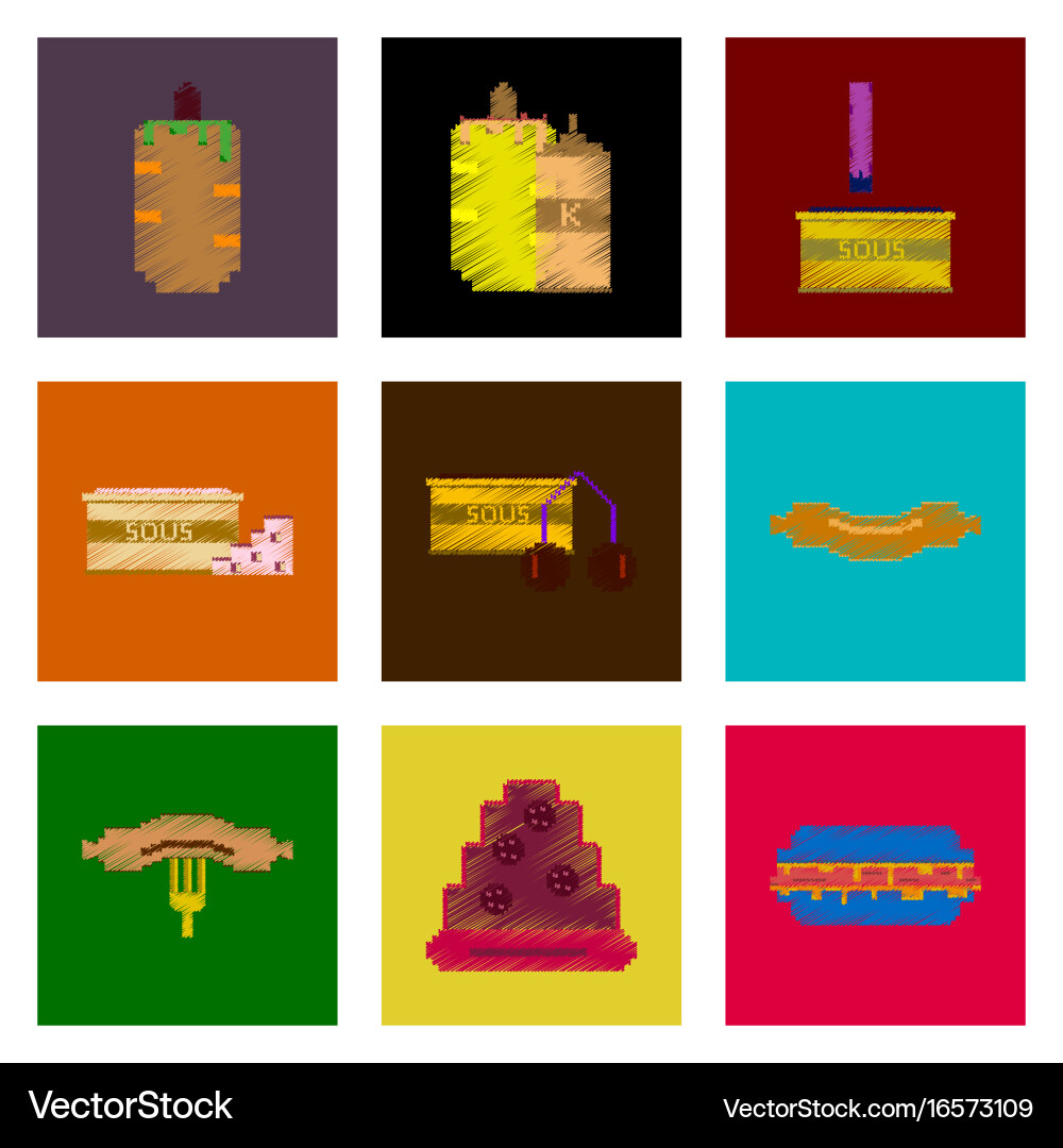 Assembly of flat shading style pixel icon fast vector image