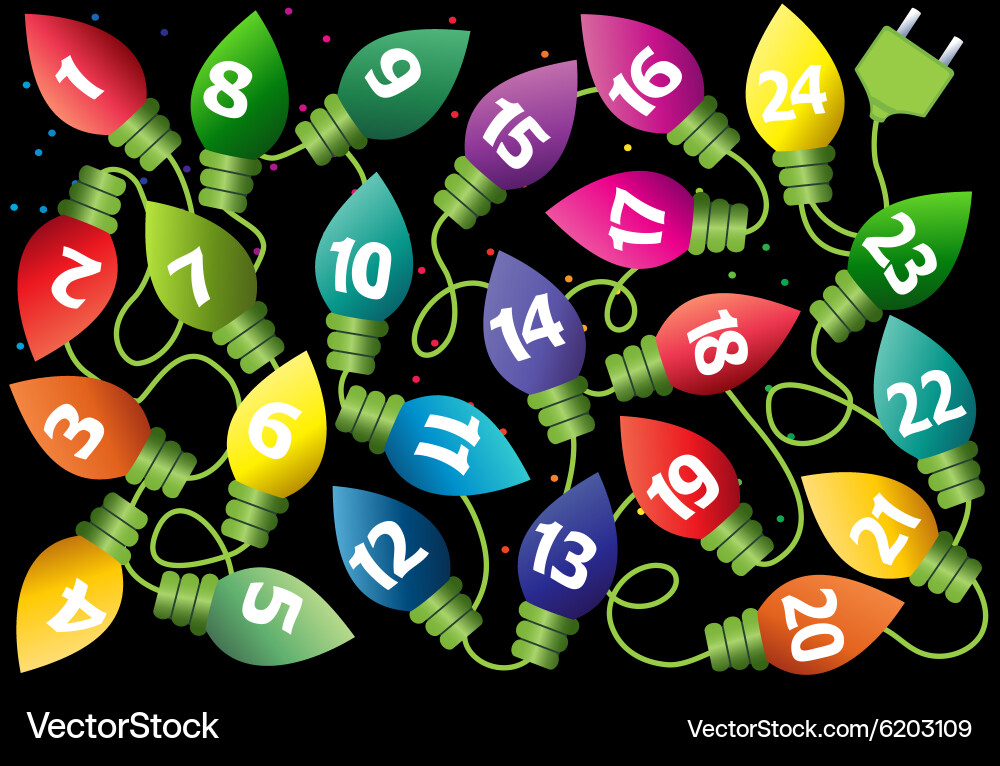 Christmas Advent Calendar with Lights Vector Image