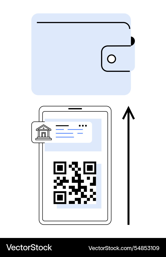 Digital wallet and mobile banking with qr code Digital wallet and mobile banking with qr code vector image