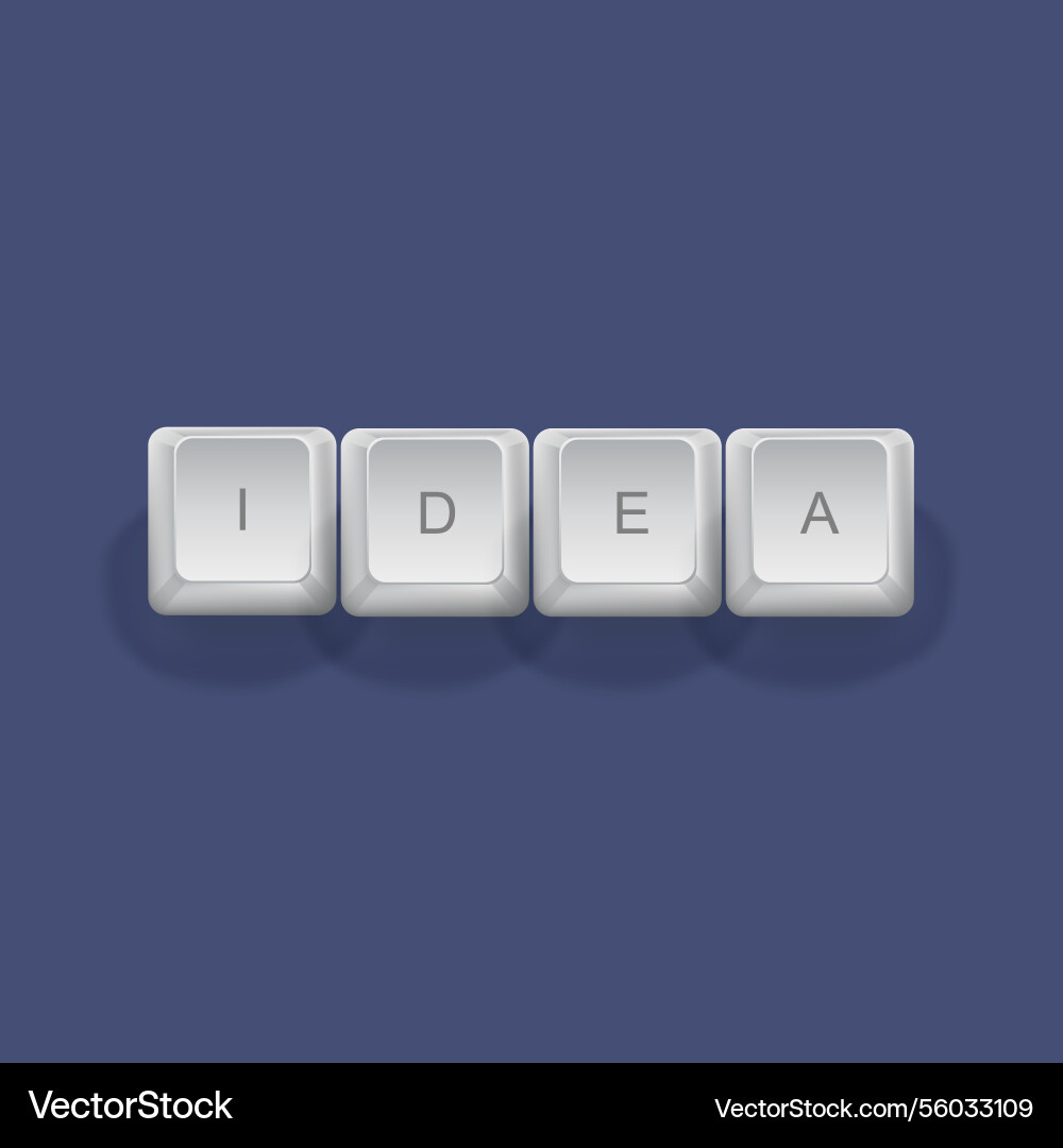 Idea text on a 3d keyboard button with shadow vector image