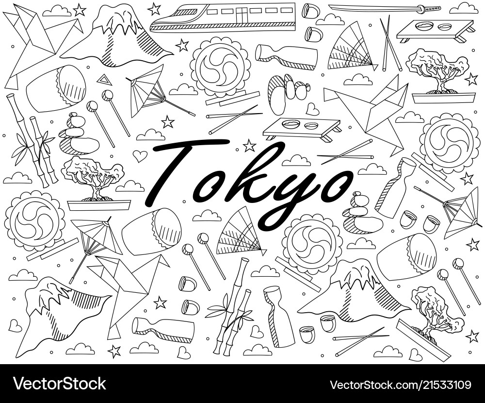 Line art objects on a white background the theme Line art objects on a white background the theme Vector Image