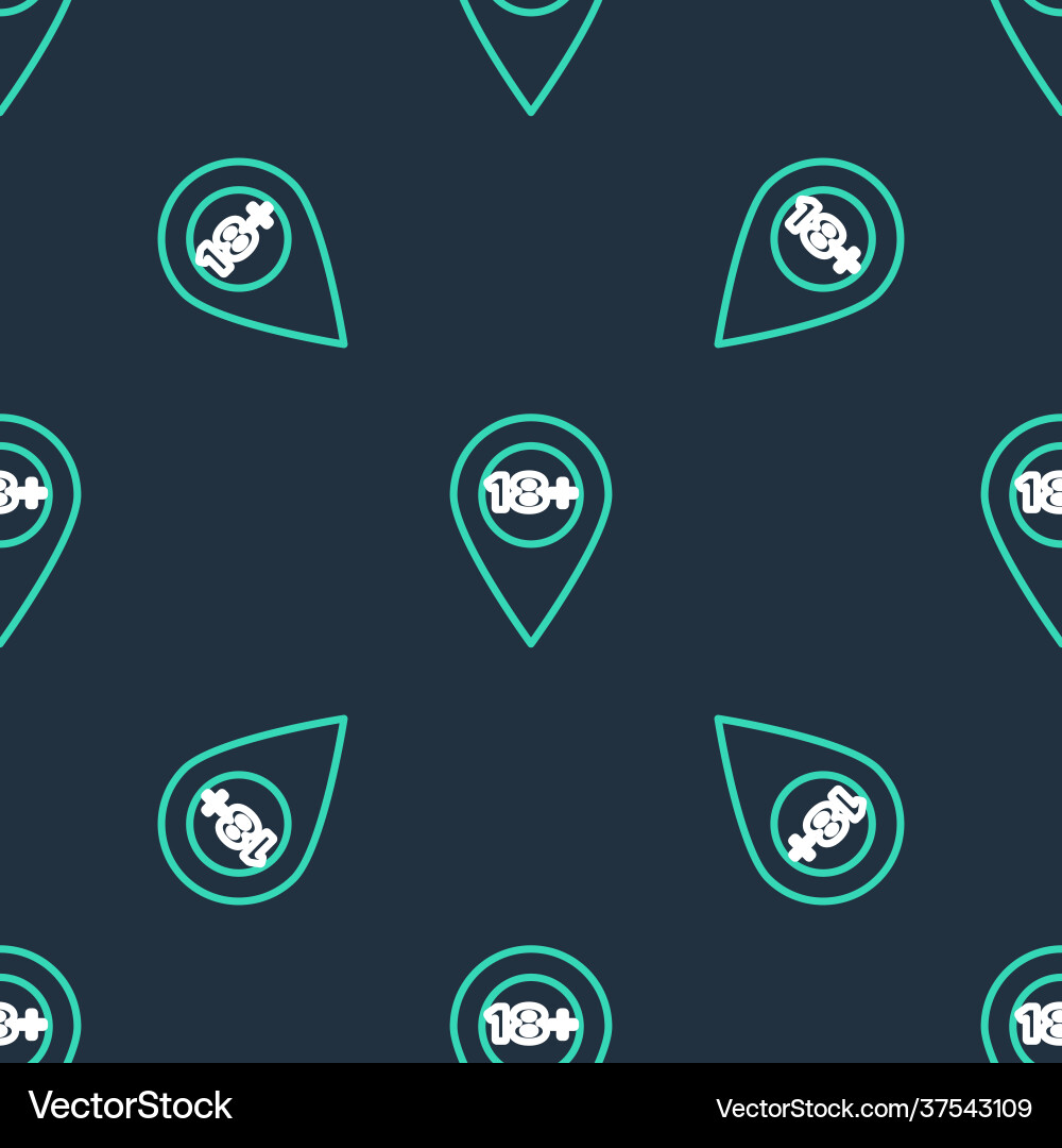 Line map pointer with 18 plus icon isolated Line map pointer with 18 plus icon isolated vector image