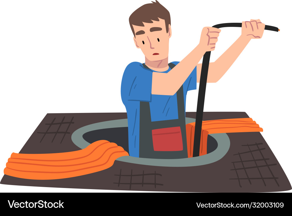 Male electrician engineer in uniform repairing Male electrician engineer in uniform repairing vector image