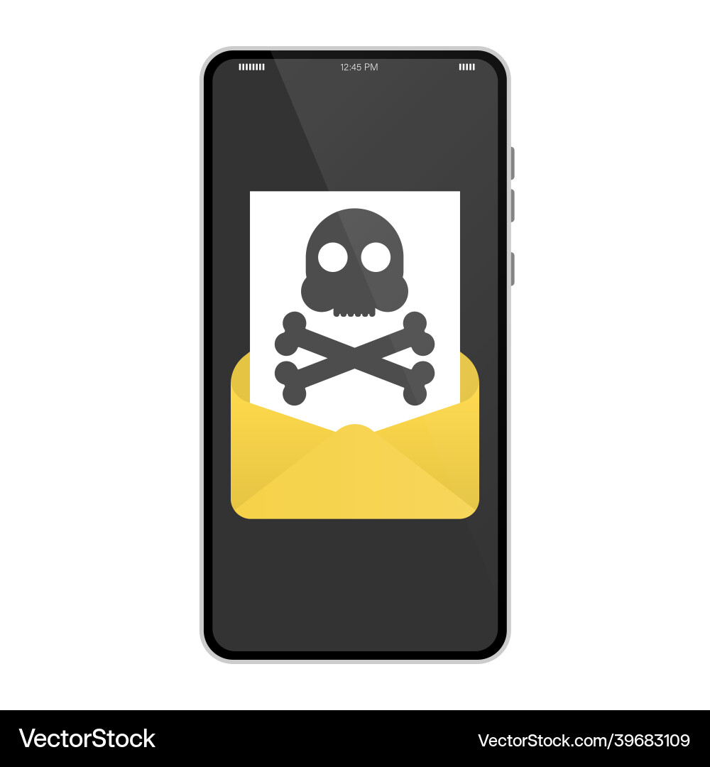 Malicious email problem with phone message Malicious email problem with phone message vector image