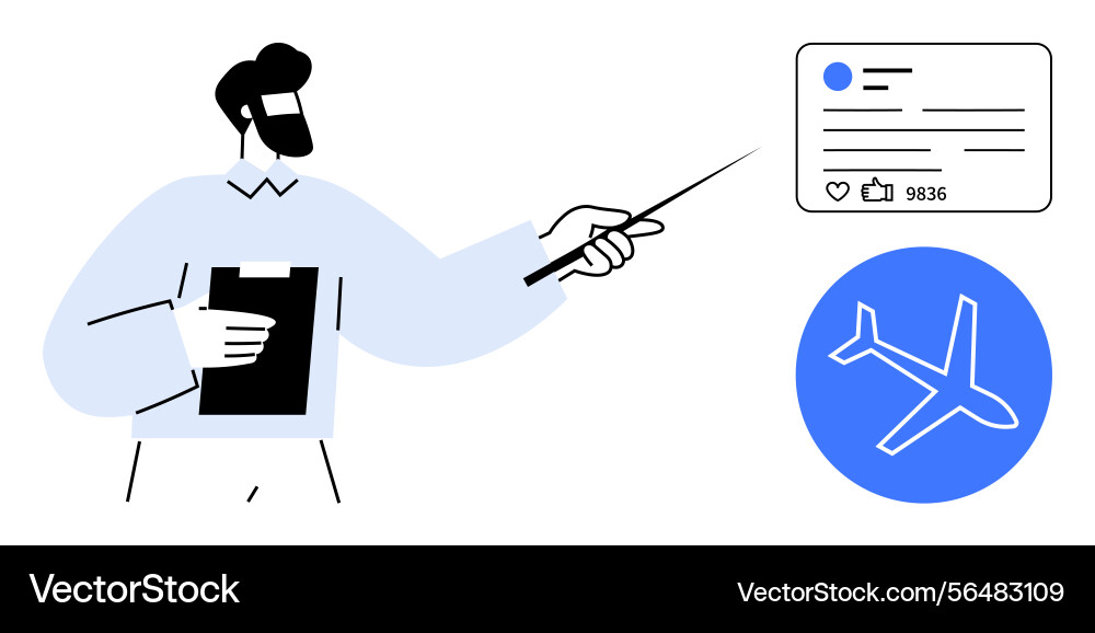 Man presenting data insights with clipboard Man presenting data insights with clipboard vector image
