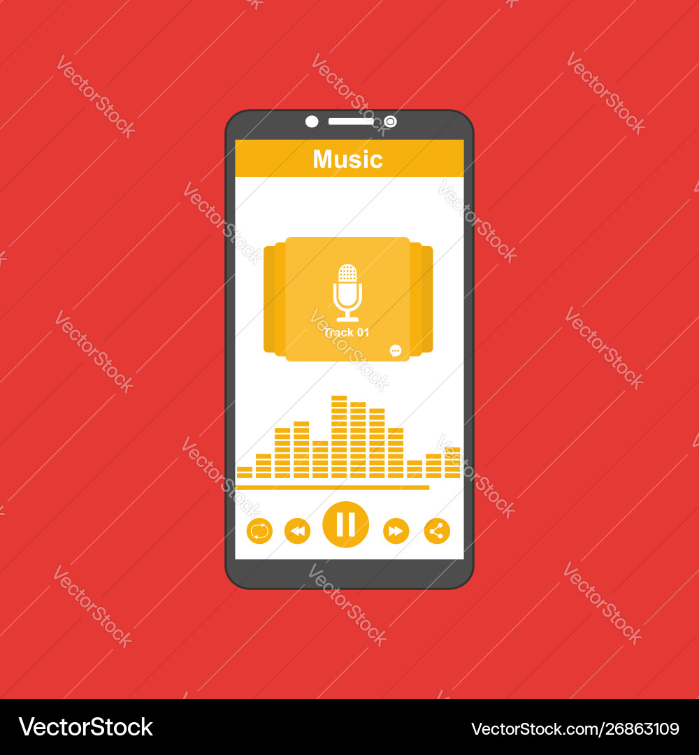 Media player application app template with flat Media player application app template with flat vector image