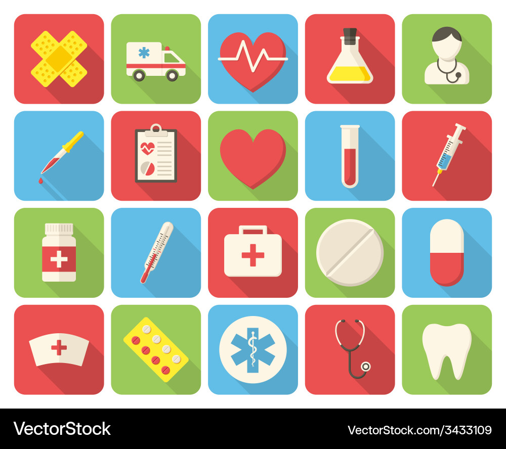 Medizinische Icons - Flacher Stil Vektorbild