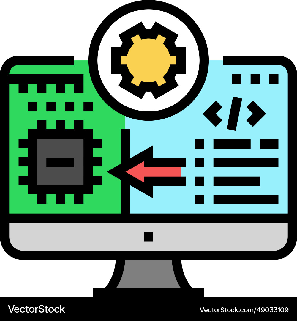 Microcontroller programming electronics color icon Microcontroller programming electronics color icon vector image