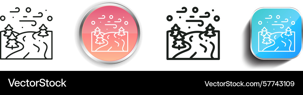 River icon thin linear regular and button style vector image