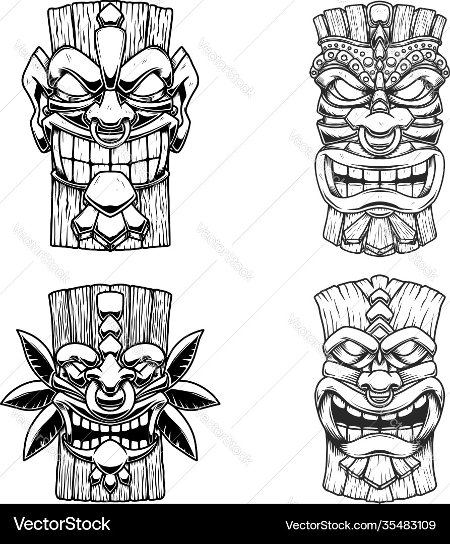 S tiki tribal wooden mask design element S tiki tribal wooden mask design element vector image
