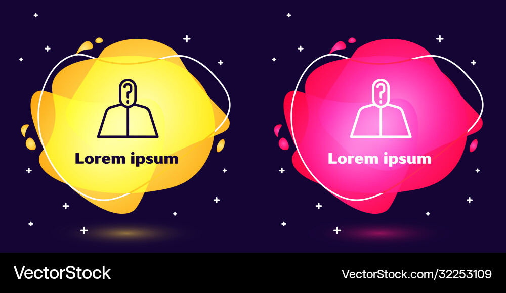 Set line anonymous man with question mark icon Set line anonymous man with question mark icon vector image