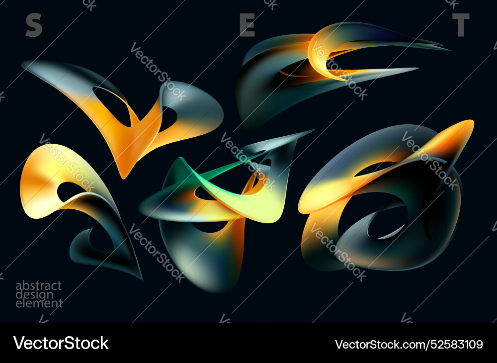 Set of color liquid 3d shapes abstract dynamic Set of color liquid 3d shapes abstract dynamic vector image