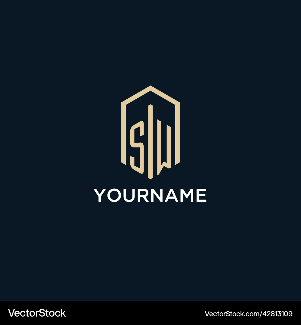 Sw initial monogram logo with hexagonal shape Sw initial monogram logo with hexagonal shape Vector Image