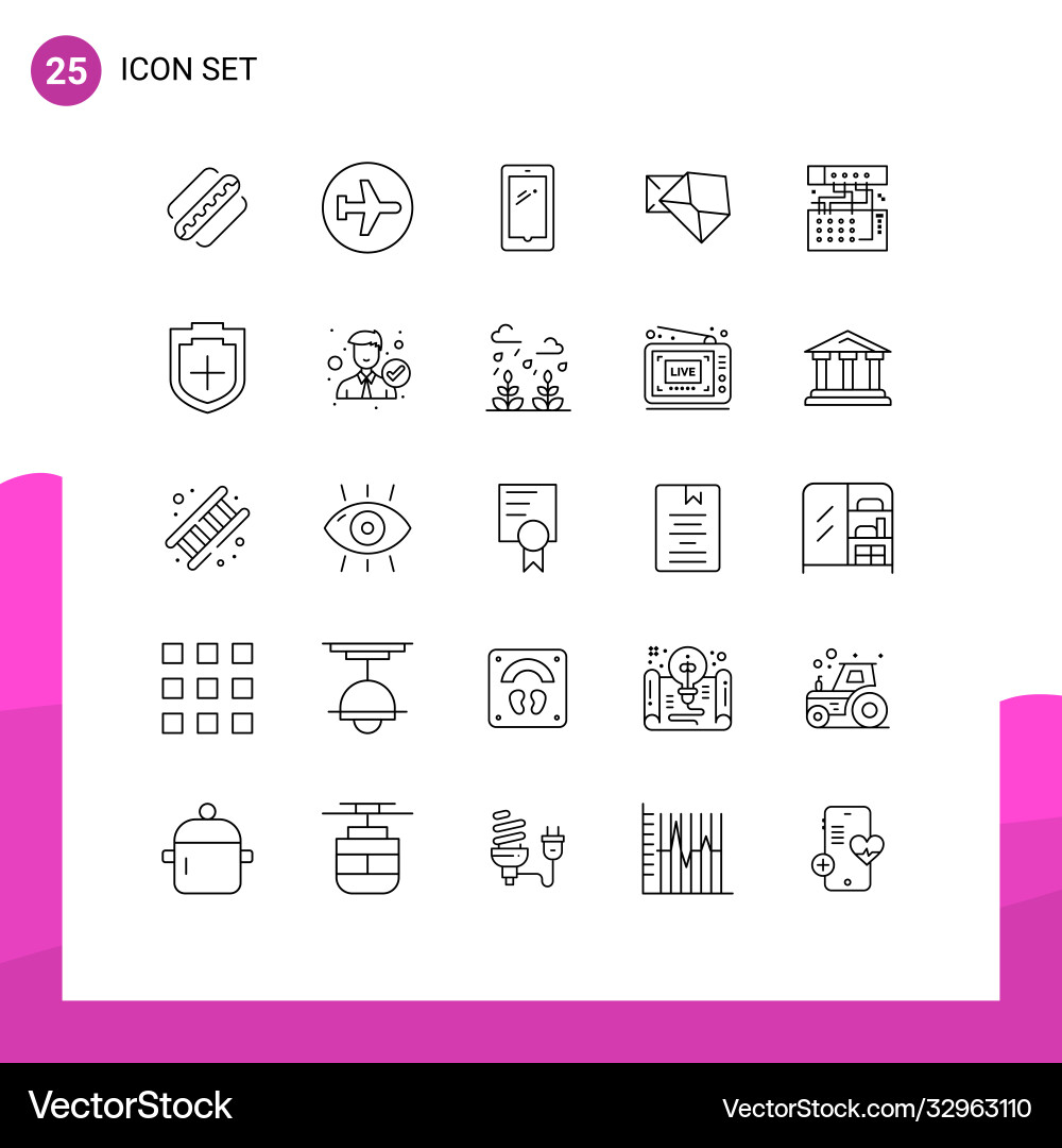 25 universal lines set for web and mobile Vector Image