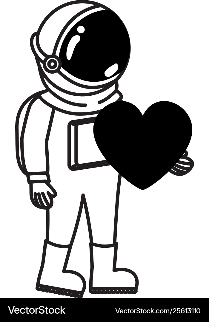 Astronaut with spacesuit and heart in white vector image