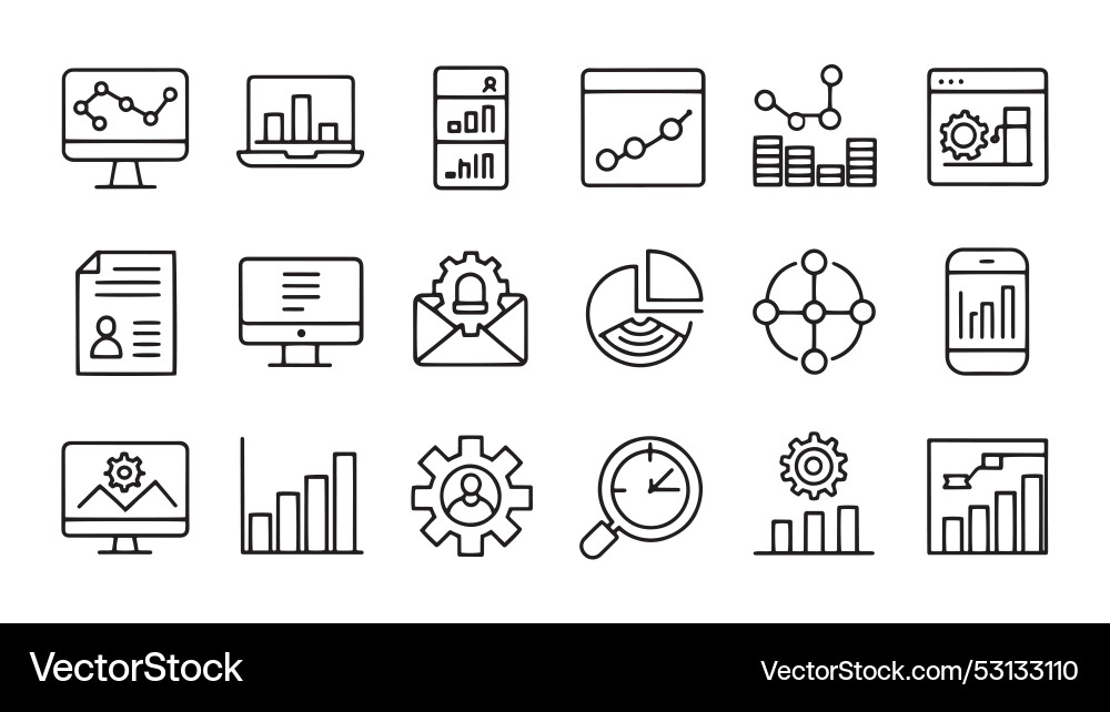 Business intelligence web icons in line style Business intelligence web icons in line style vector image