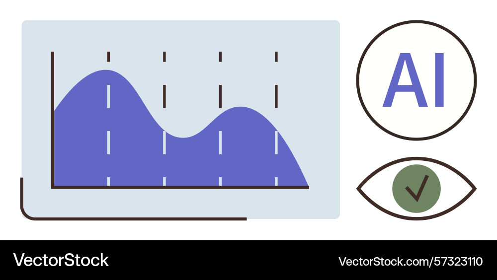 Data chart with ai label eye icon and check mark Data chart with ai label eye icon and check mark vector image
