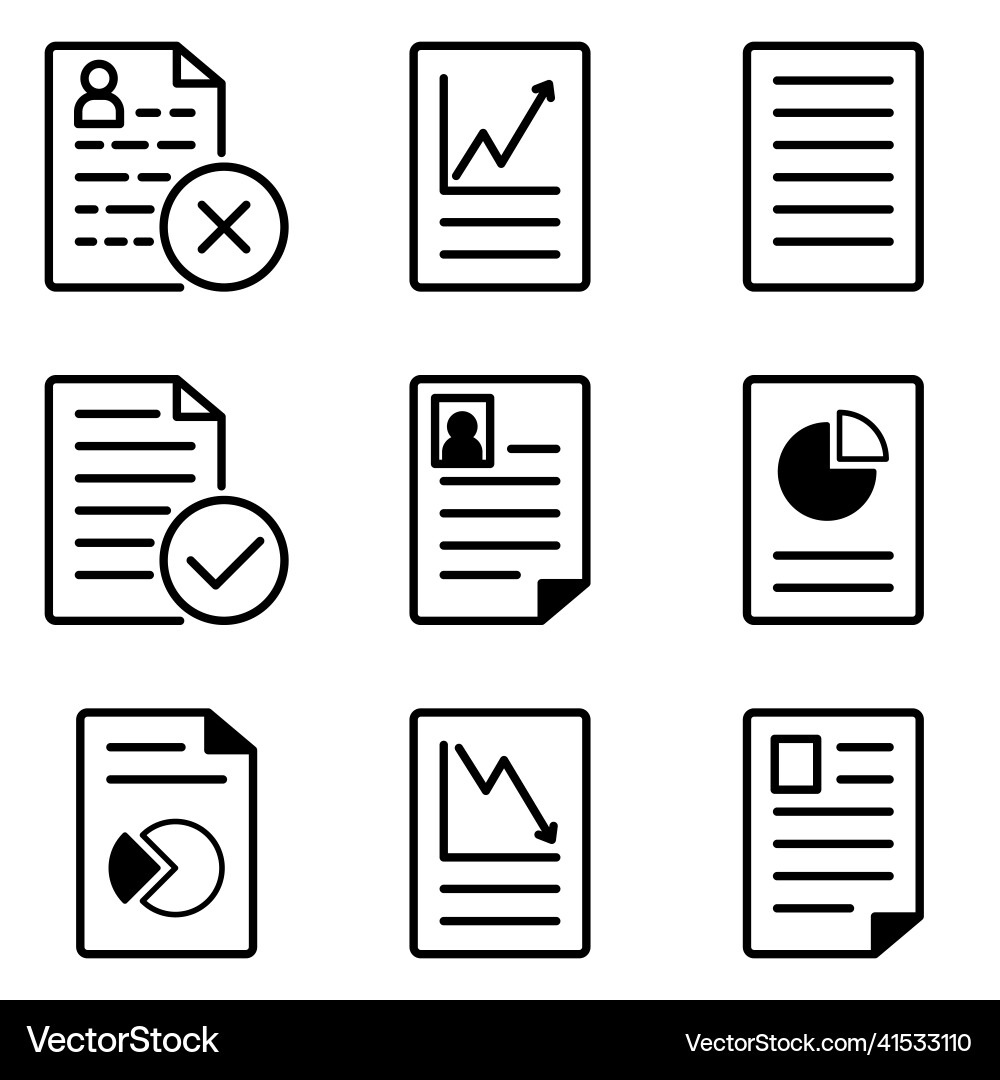 Docs flat icon set isolated on white background Docs flat icon set isolated on white background Vector Image