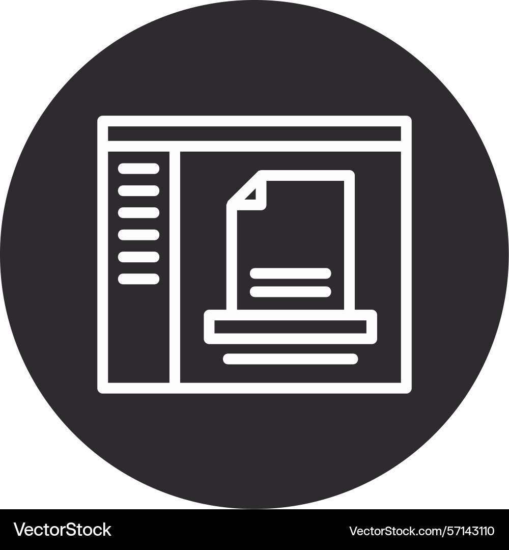 Document inverted circle black vector image