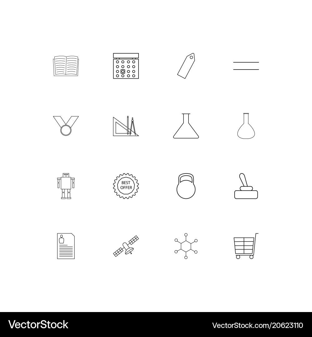 Education and science simple linear icons set vector image
